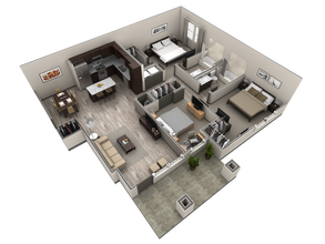 3 BR Grand Courtyard 1089 floor plan